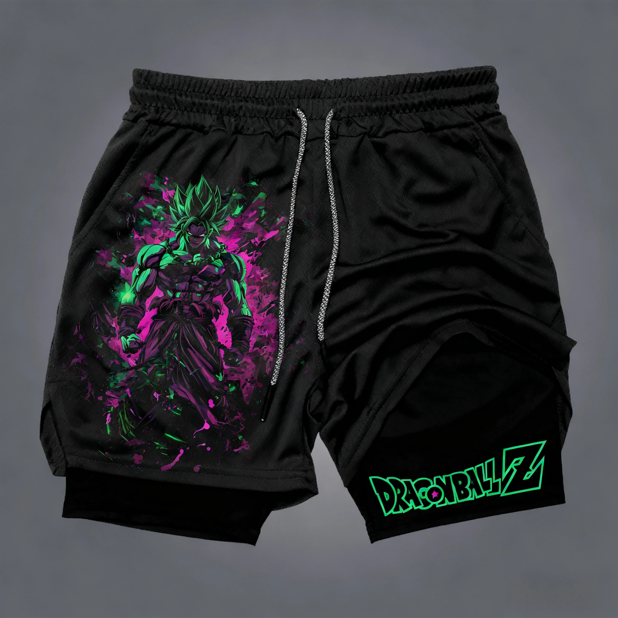 لعبة دراغون بول جوكو مطبوعة طبقة مزدوجة السراويل بانداي فضفاضة للرجال والنساء 2026 الصيف تنفس رياضي موضة السراويل #2