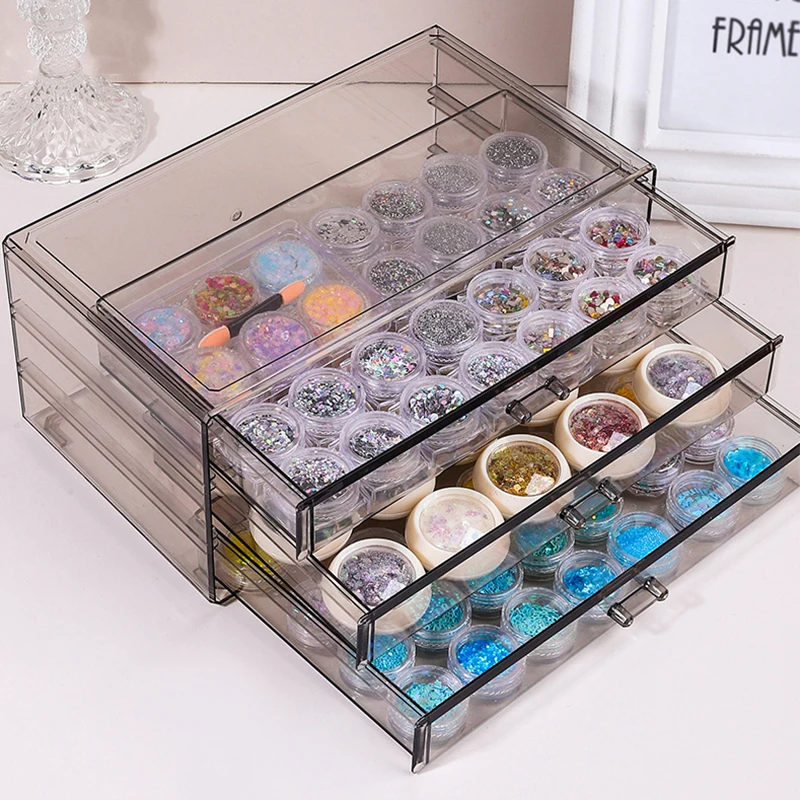 Nail Polish Adhesive Storage Box Jewelry Storage Box Divided Box Transparent Large Capacity Nail Salon Desktop Storage Box