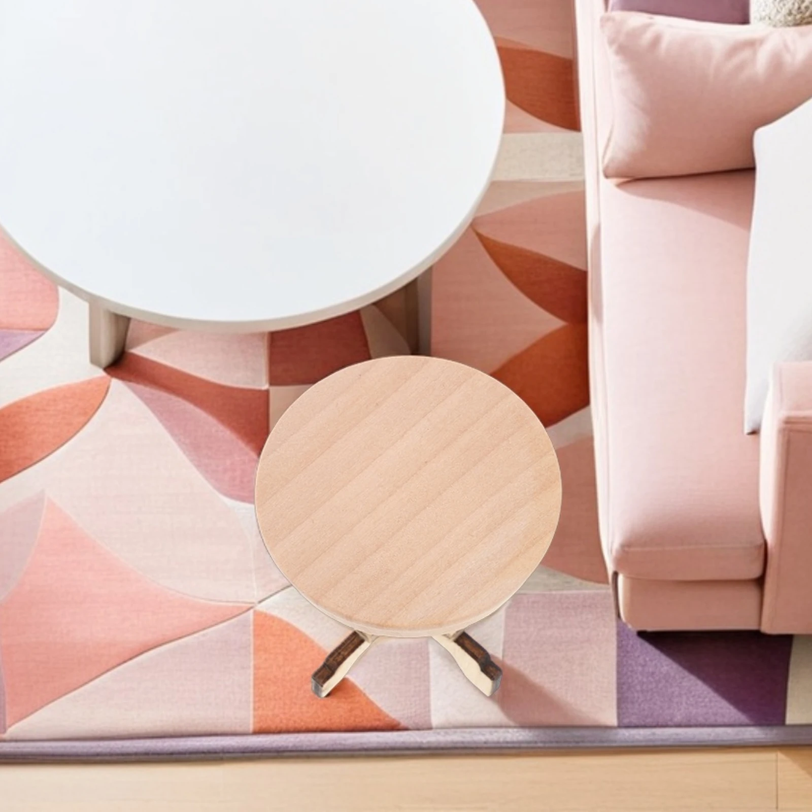 2 Pcs 소형 가구 소형 모델 엔드 테이블 인형 집 책상 나무 커피