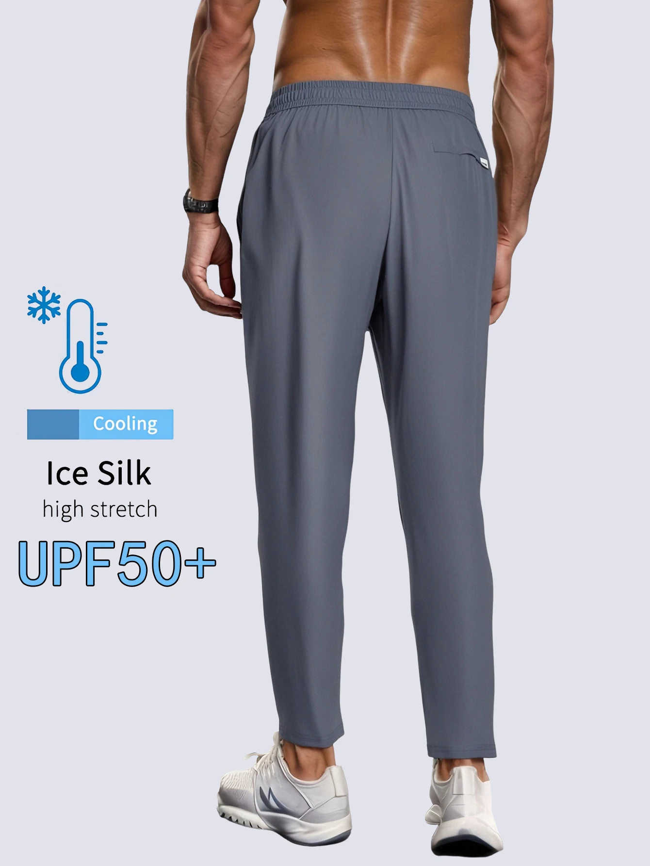 Ice Silk Leg Pants Men's Summer Quick Drying Loose Straight Elasticity High Sports Baggy Jogging Casual Sweat Big Body gym