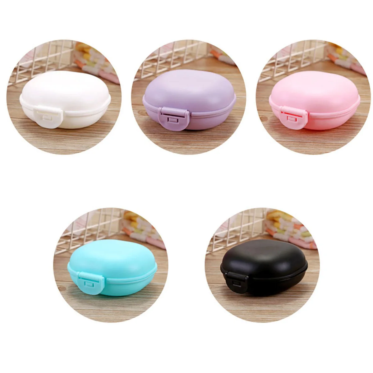 

5Pcs Soap Container with Lid Portable Small Soap Holder Water-Resistant for Countertop Bathtub and Bathroom Storage