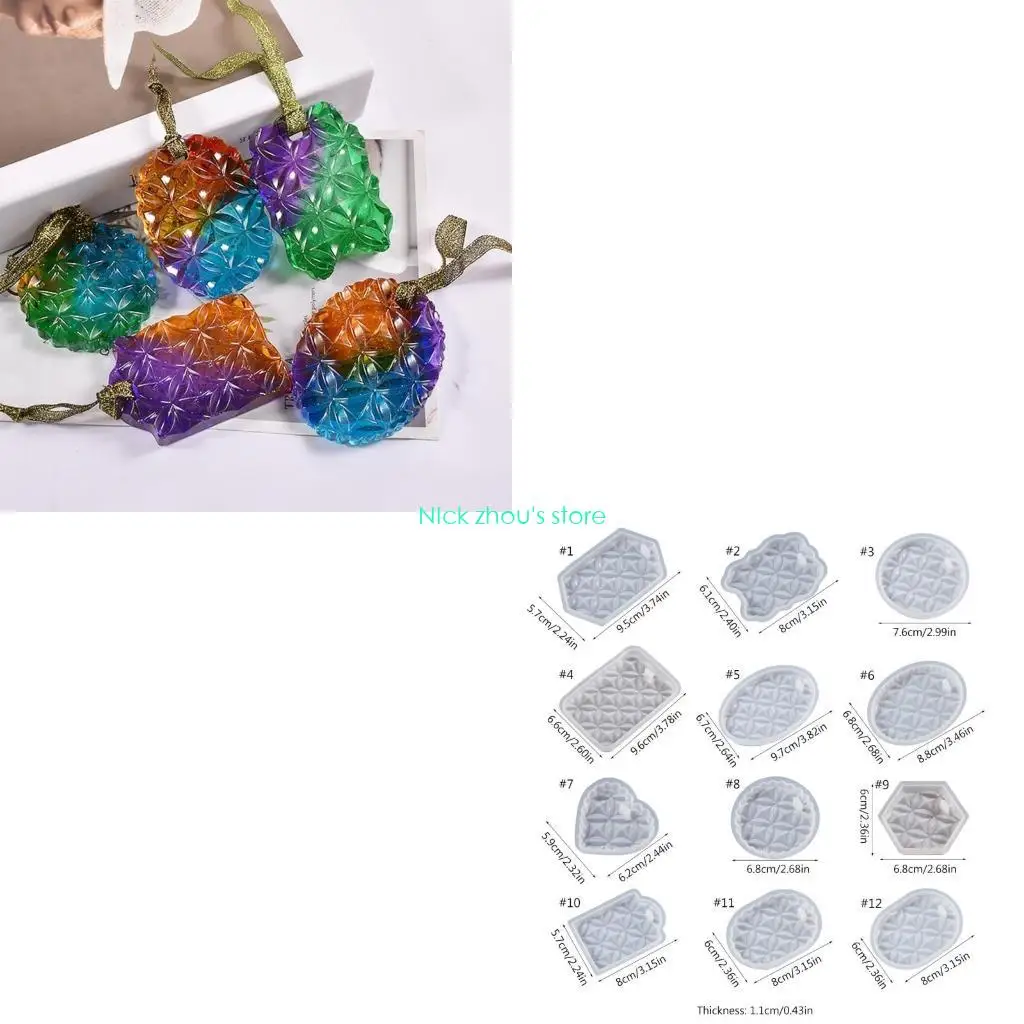 E15E Pattern Heart Keychain Silicone Mold Pendant Charms Epoxy Mold for Resin Casting Jewelry Making DIY Craft Car Home Decor
