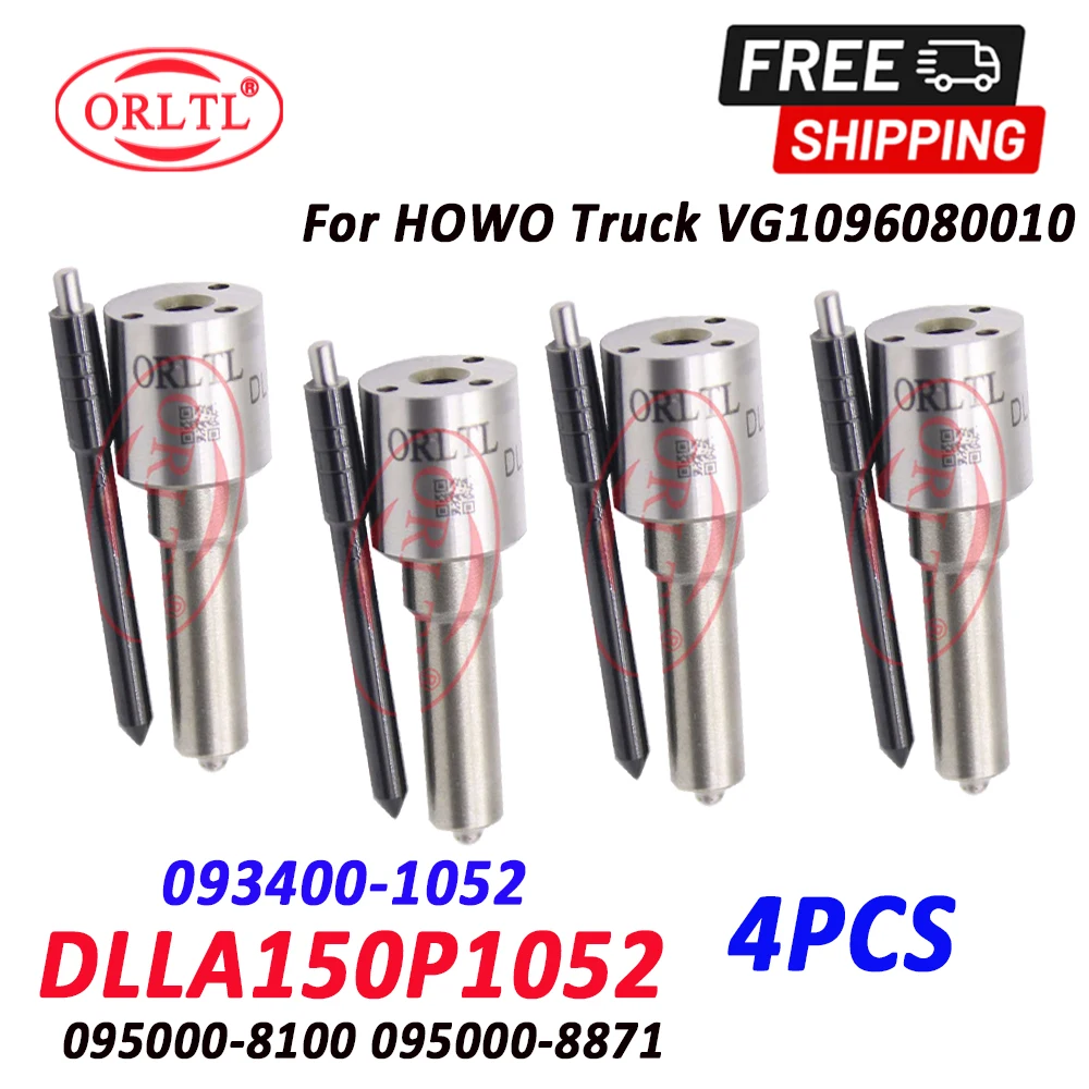 

4 PCS Diesel Injector Nozzle DLLA150P1052 093400-1052 Fuel DLLA 150 P 1052 0934001052 For HOWO Truck VG1096080010 095000-8100