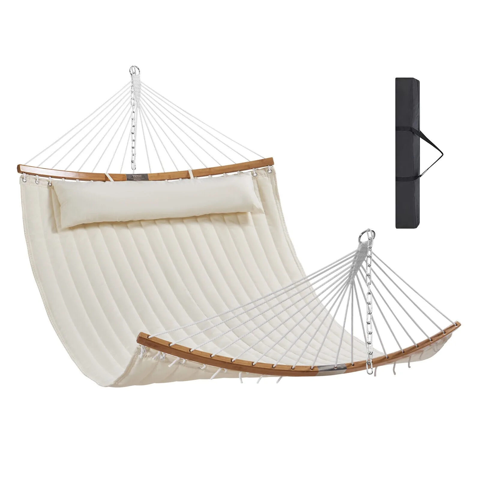 

Double Quilted Fabric Hammock with Curved Spreader Bars Detachable Pillow United States