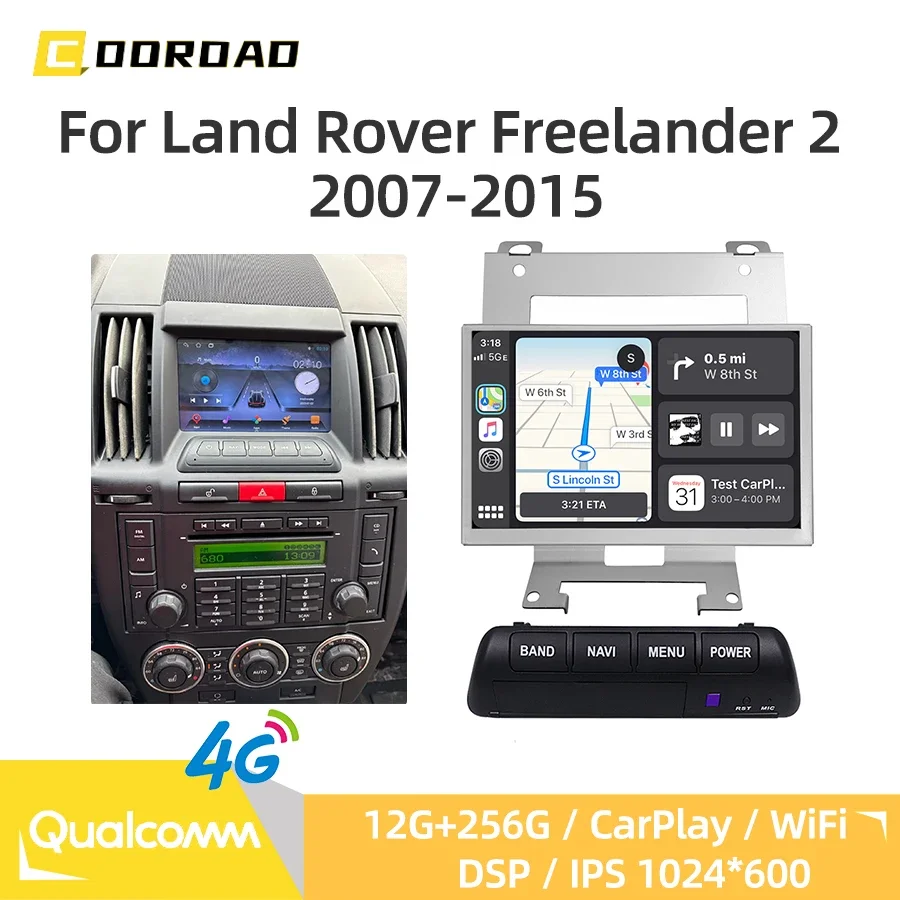 Android 14.0 CarPlay Car Multimedia Player For Land Rover Freelander 2 2007-2015 GPS Navigation 4G WiFi RDS DSP Stereo Car Radio