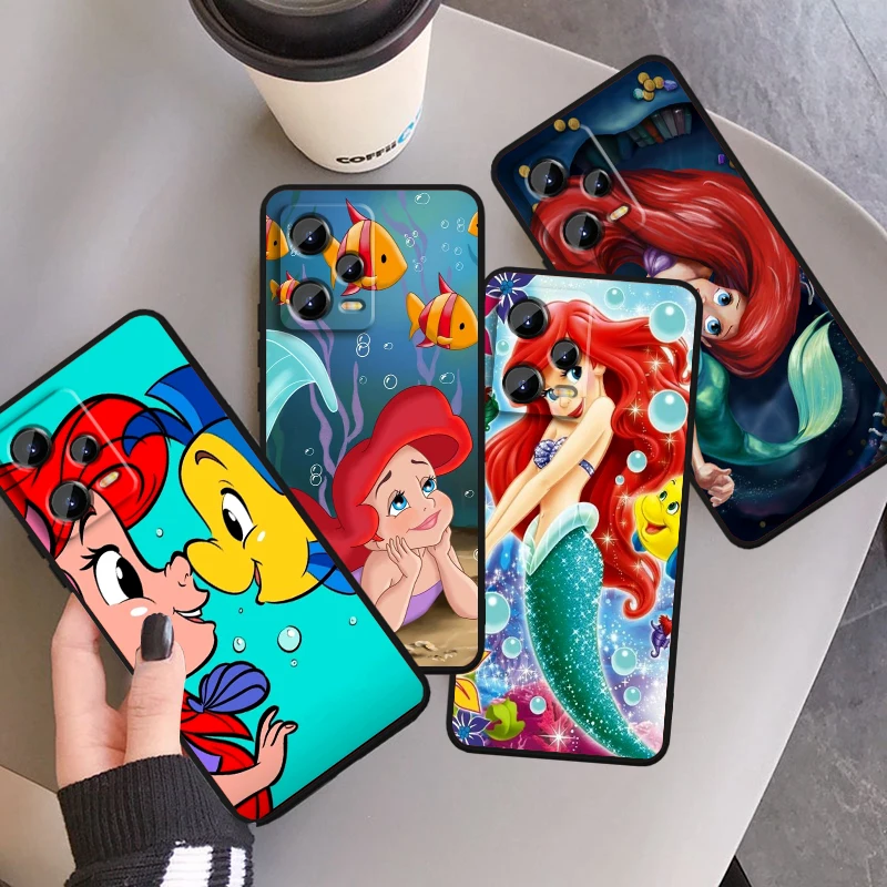 The Little Mermaid Cartoon For Xiaomi Redmi Note 13 12R 12 12S Turbo 11 11T 11S 10 10S Pro Plus 5G Black Back Phone Case