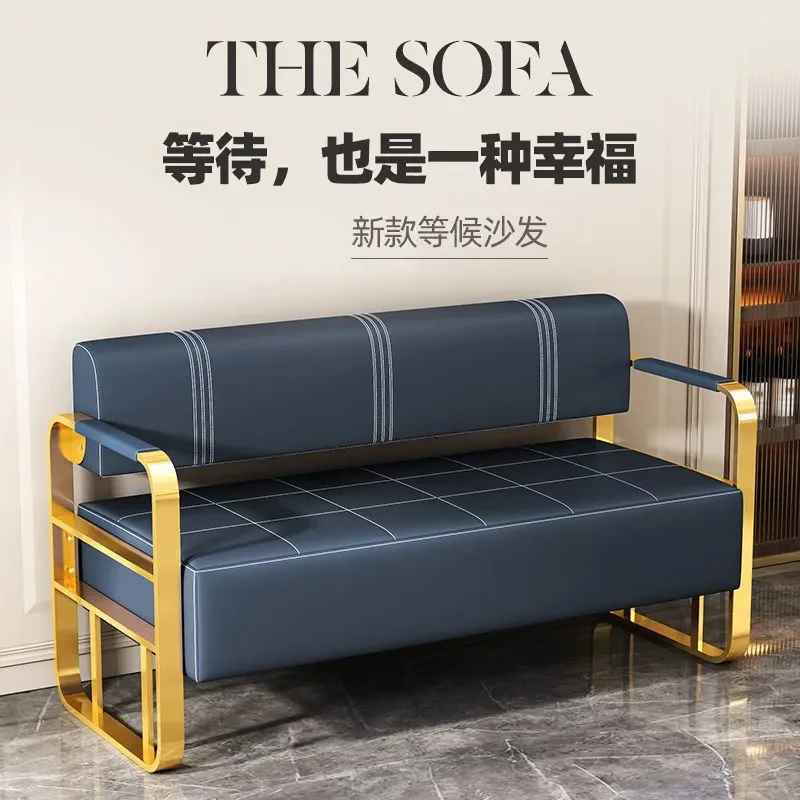 Wholesale Beauty Reception Chair Fashion Hair Sofa Barber Shop Rest Bench Stainless Steel Waiting Chair