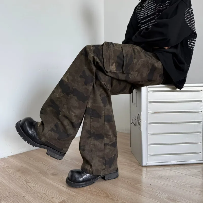 ANJY otoño nuevas mujeres pantalones vaqueros Cargo tridimensionales múltiples bolsillos camuflaje adelgazamiento estilo Safari pantalones vaqueros de calle alta A10162