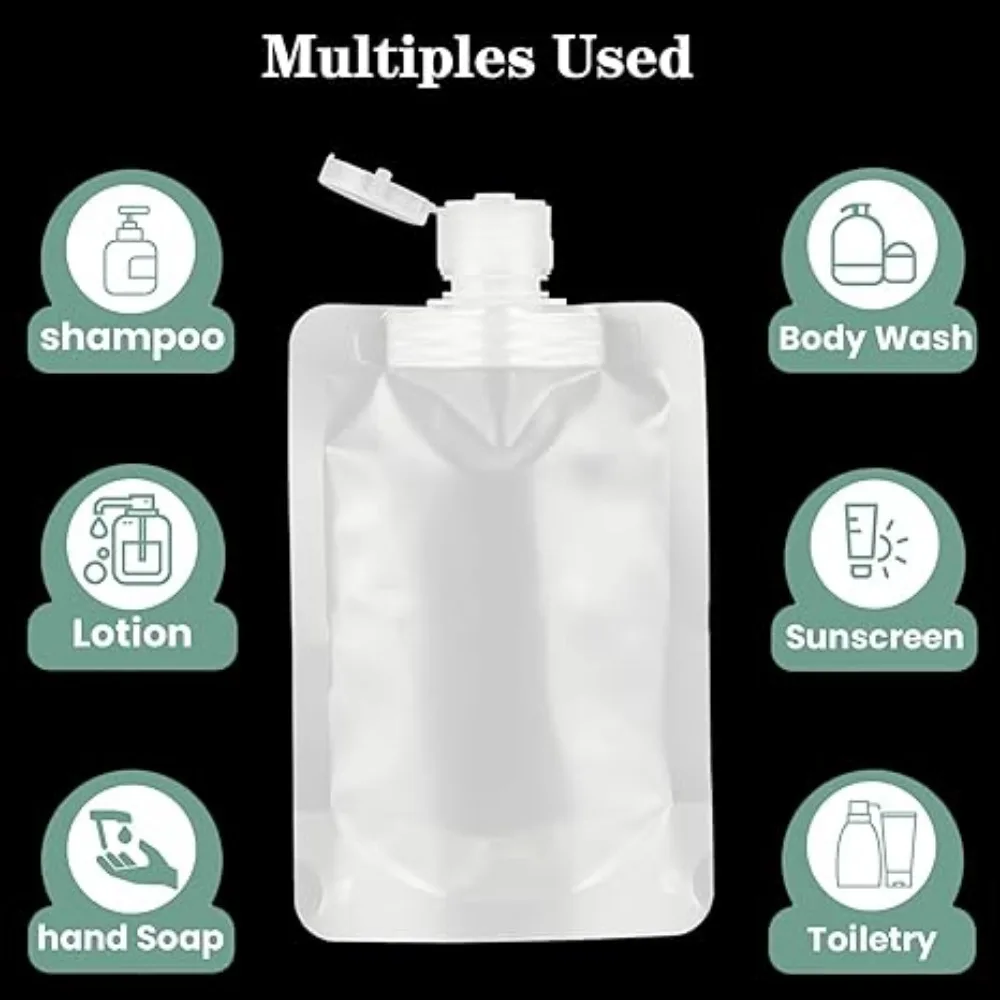 100 Stück 30/50/100ml Nachfüllbare Quetschbeutel für Toilettenartikel, Reise-Flüssigkeiten, Make-up-Verpackungsbeutel, Standbeutel, Kosmetikbehälter – Detail 3