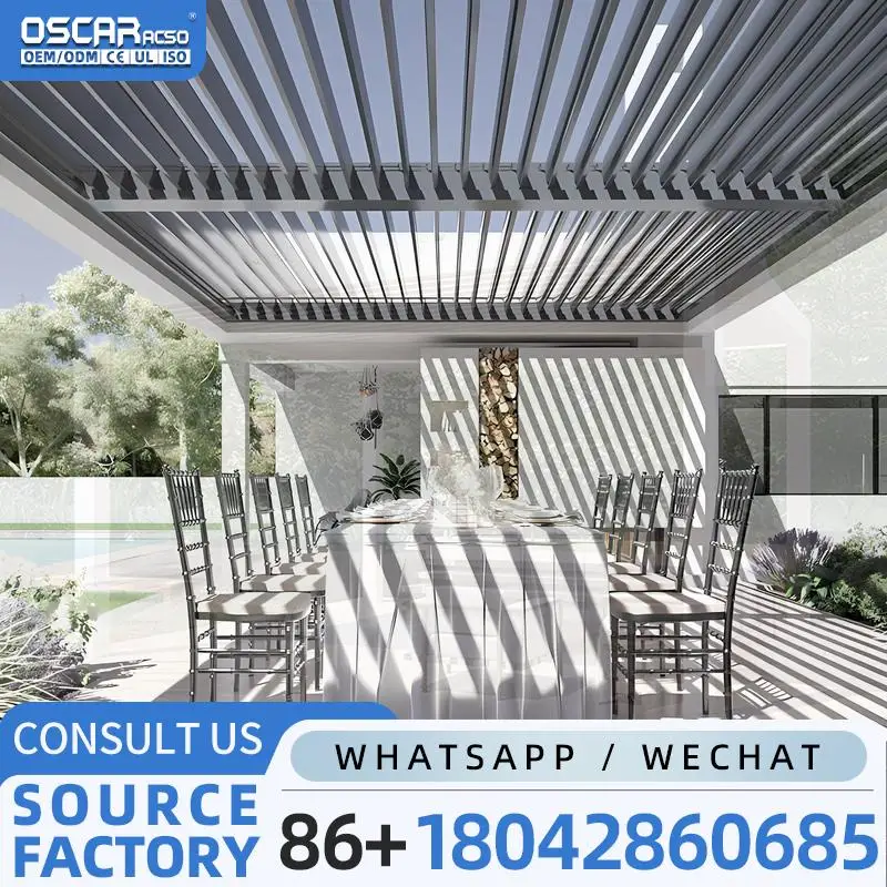 

Modern Outdoor Aluminium Waterproof Louver Roof Pergola for Garden Patio Backyard pergola