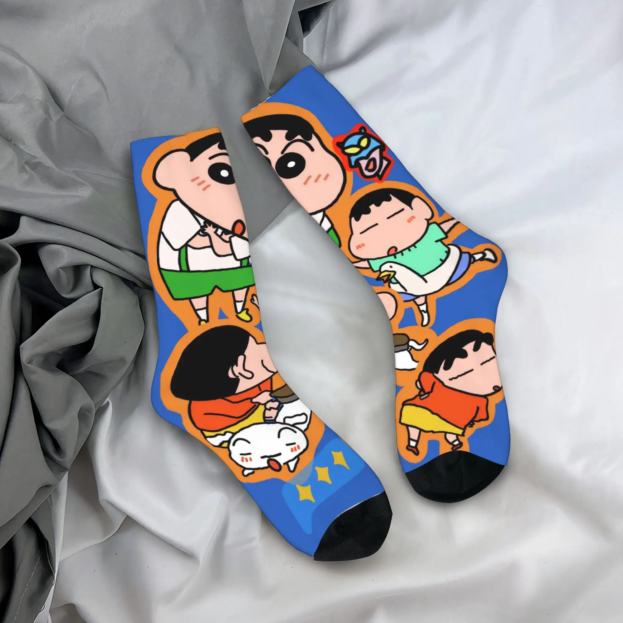 Cute Boy Crayons Shin chans Socks Winter  Stockings Korean Women Men Medium Soft Socks Custom Outdoor Sports Anti Slip Socks
