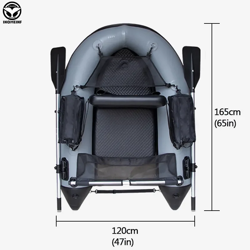 Hot Sale Factory Cheap Price PVC single Folding black  Inflatable Boat Aluminium Hard Bottom with backrest and seat for Fishing