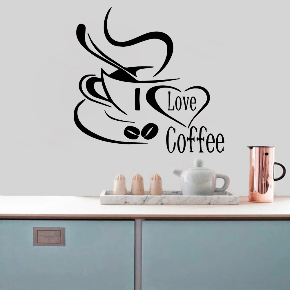 1 pc new Coffee Cup Wall Stickers Home Decoration Accessories For Kids Rooms Decoration birthday gifts Accessories Murals