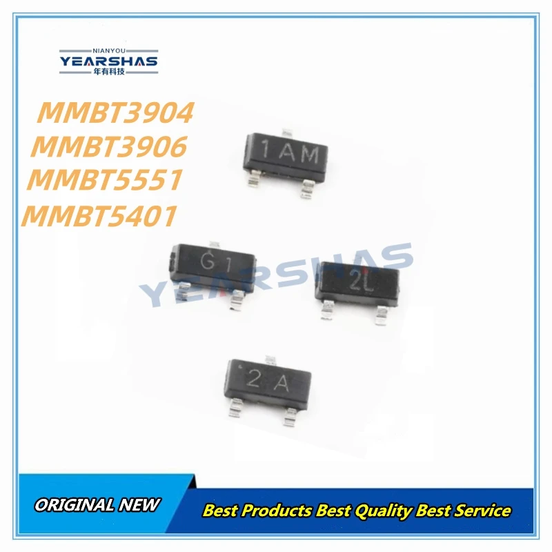 

100PCS MMBT2222A MMBT2907A MMBT3904 MMBT3906 MMBT4401 MMBT4403 MMBT5401 MMBT5551 MMBTA42 MMBTA44 MMBTA92 Bipolar Transisto