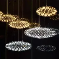 Netherlands Designer Oval Spark Ball Stainless Steel Pendant Chandelier for Living Room Hall Stair LED Indoor Lighting Fixtures