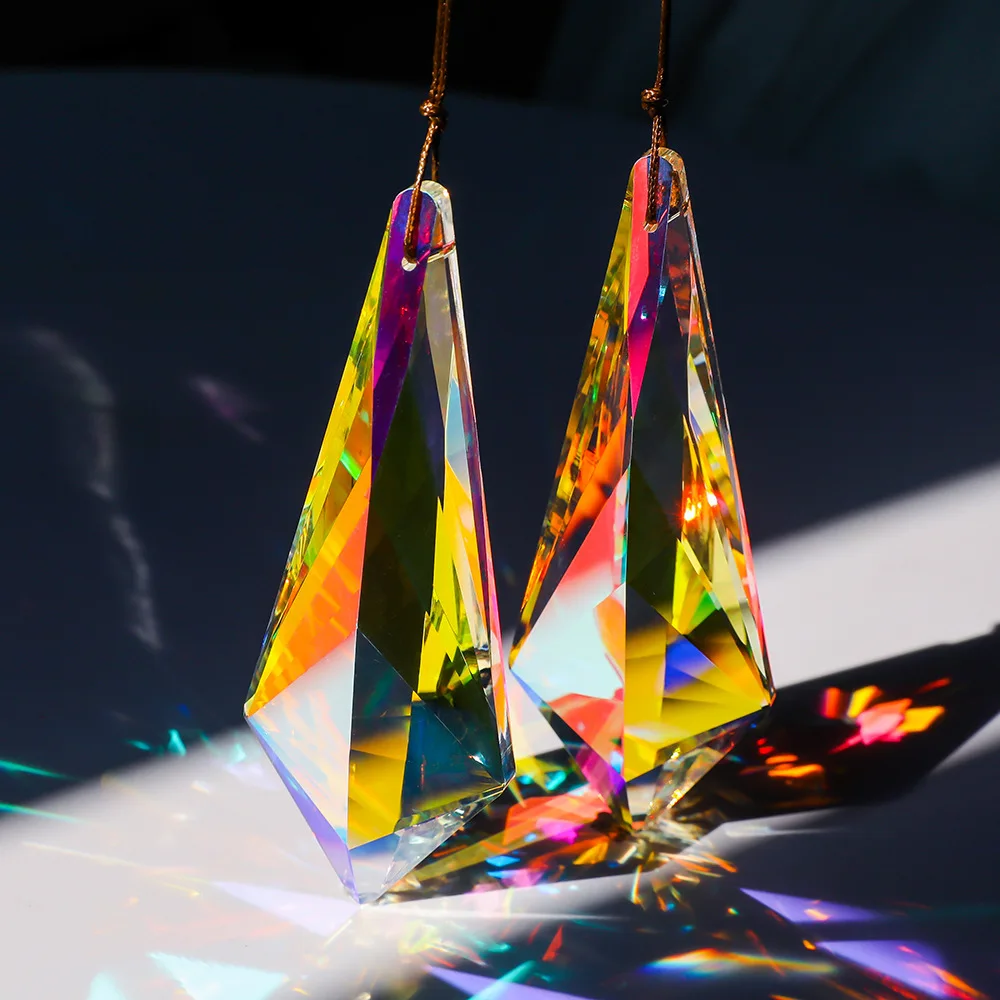 120mm AB Colorful Crystal Suncatcher Glass Prism Sunshine Catcher Garden Window Hanging Pendant Rainbow Maker Craft Home Decor