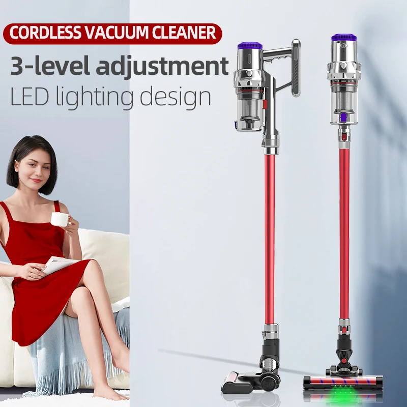Household Handheld Rod Vacuum Cleaner Wireless Rechargeable With LED Lights Cordless Vacuum Cleaner and Sweeping Machine