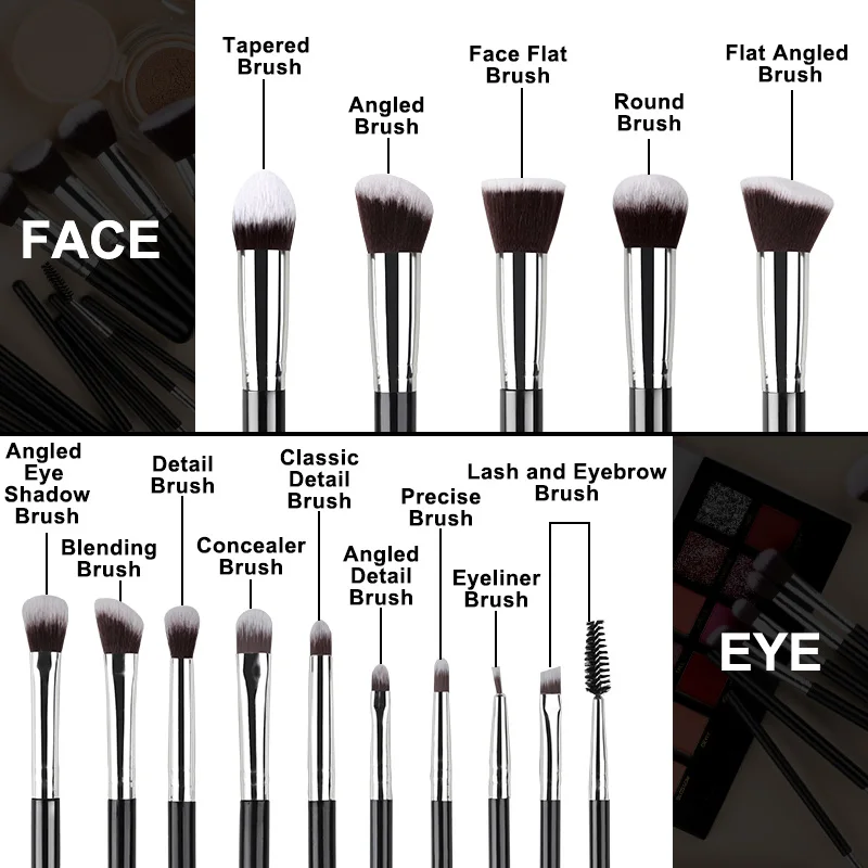 Professional 14PCS Makeup Brushes Set Soft Fluffy Foundation Eyeshadow Concealers Blending Blush Brush Kabuki Women Beauty Tools
