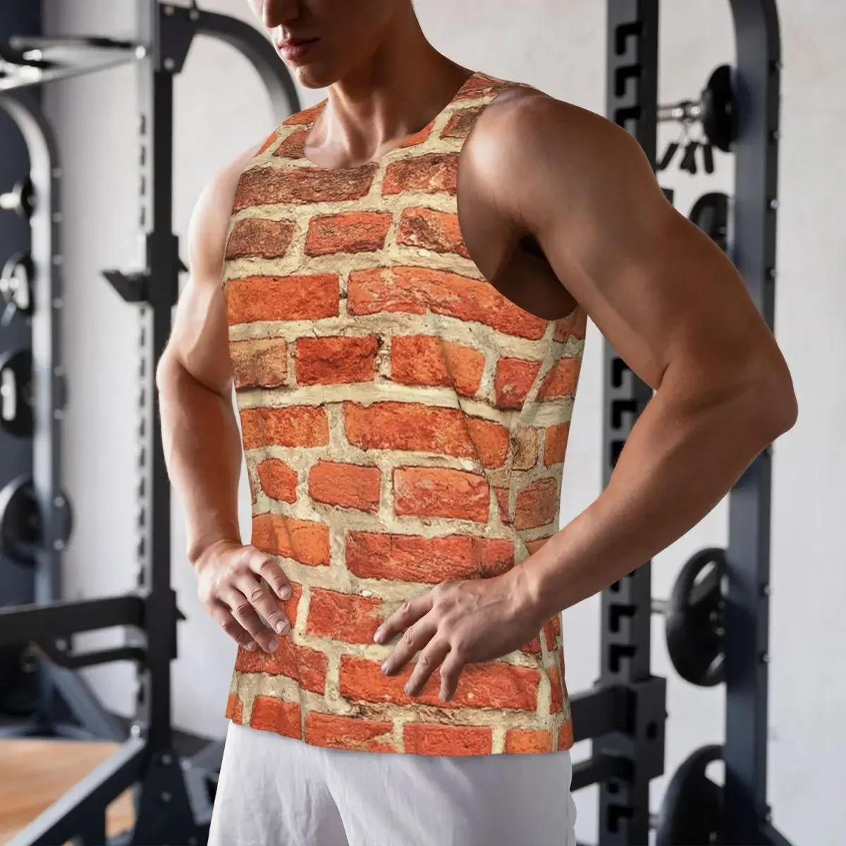 Quick Dry The Red Brick Wall Gym Tank Muscle Sleeveless Shirt Bodybuilding Breathable Vest