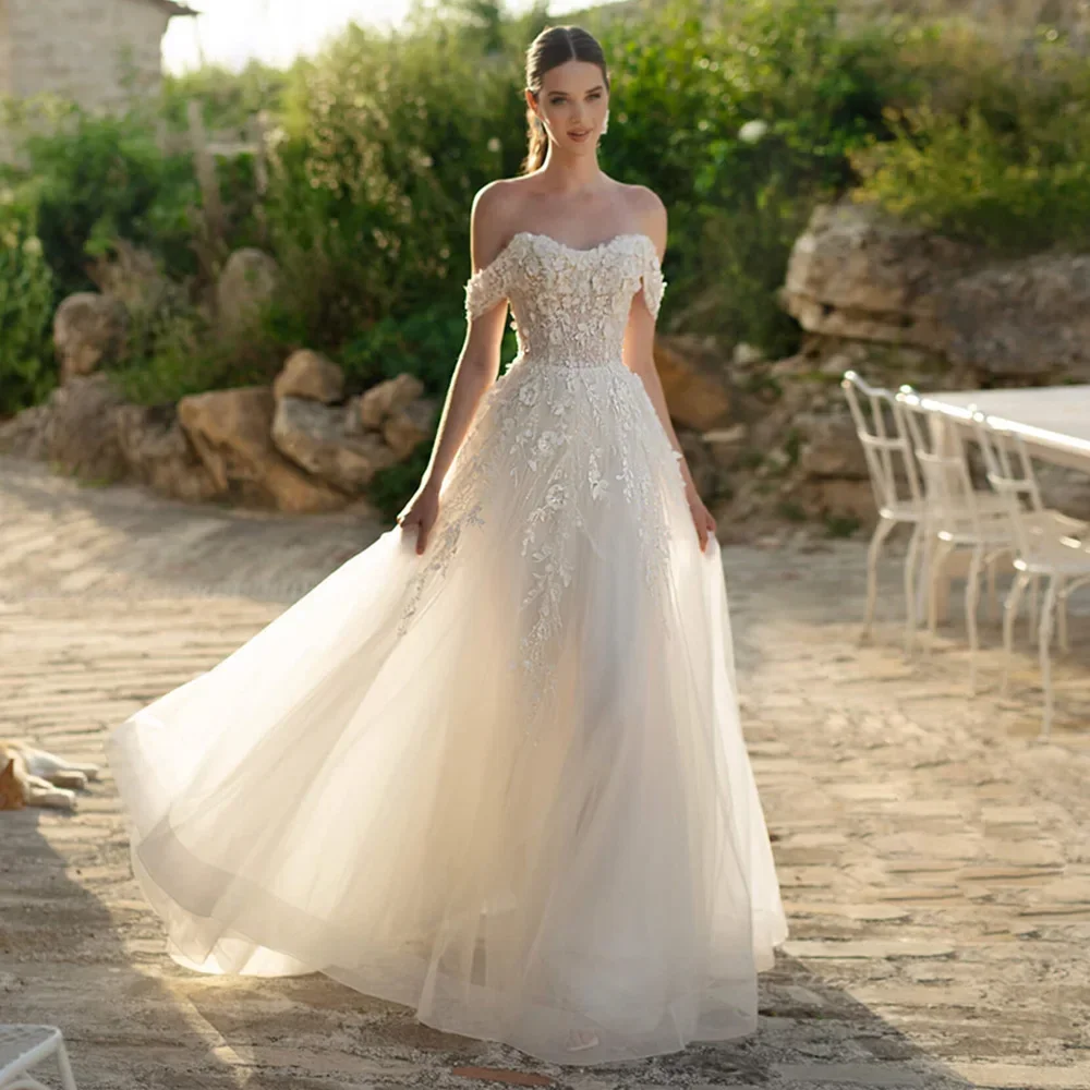 

Luxurious Sparkling A-Line Beaded Stickers Women's Tight Corset Wedding Dress Sexy Off Shoulder Ball Bridal Dress Customized