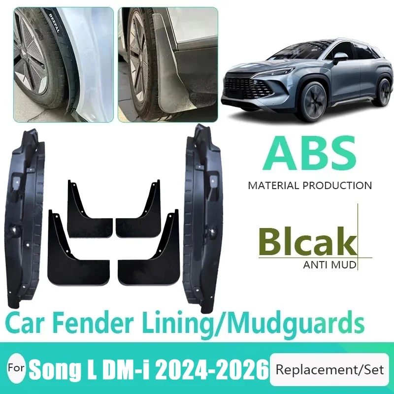 Auto Mud Guards For BYD Song L DM i DMi 2024-2026 2025 Lining Fender Wheel Inner Mudguard Mudflap Modification Car Accessories