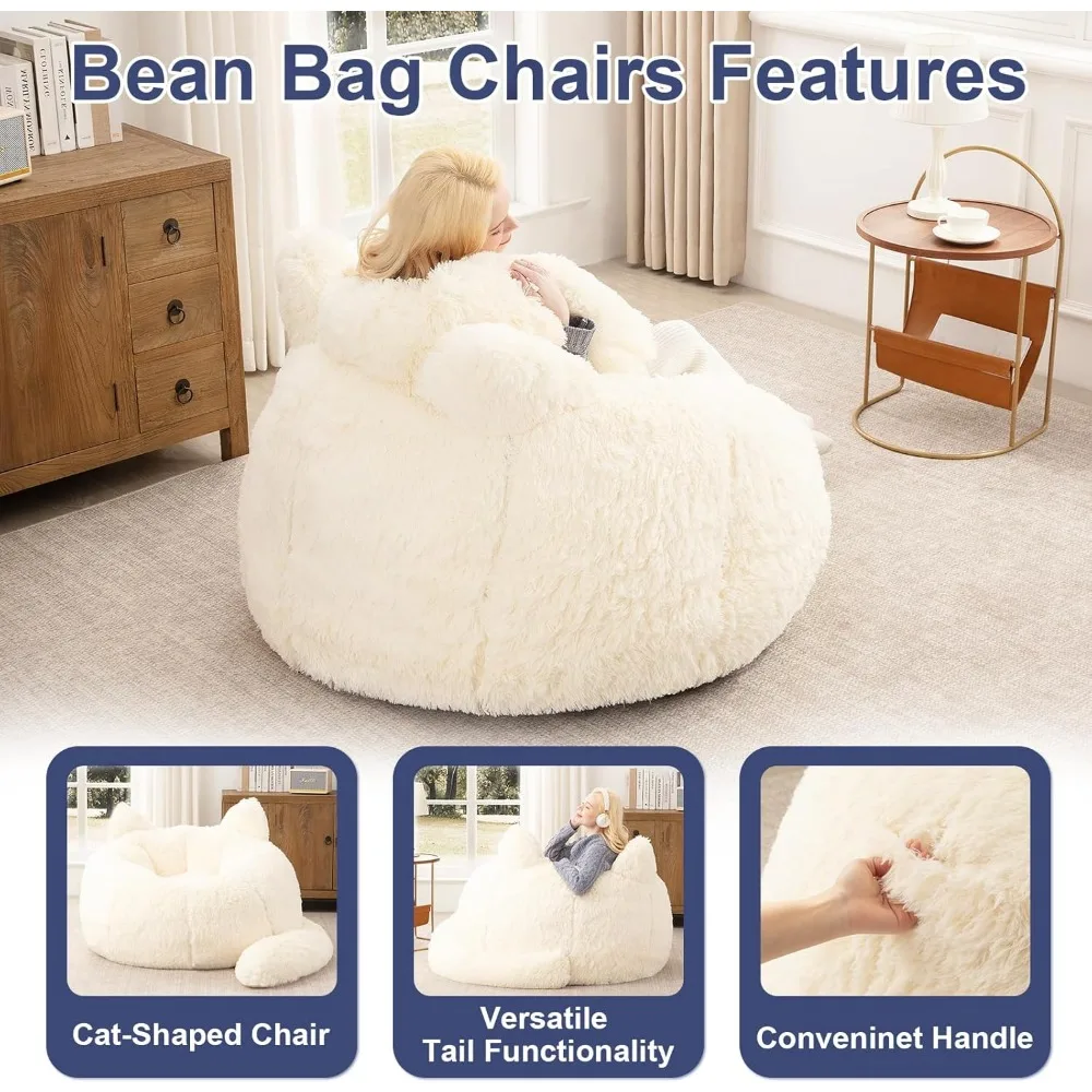 كرسي بين باج للبالغين المراهقين كراسي بين باج العملاقة من الفرو الصناعي مع حشو منفوش من القطيفة على شكل كيس القماش أريكة مريحة لهجة Fl #4