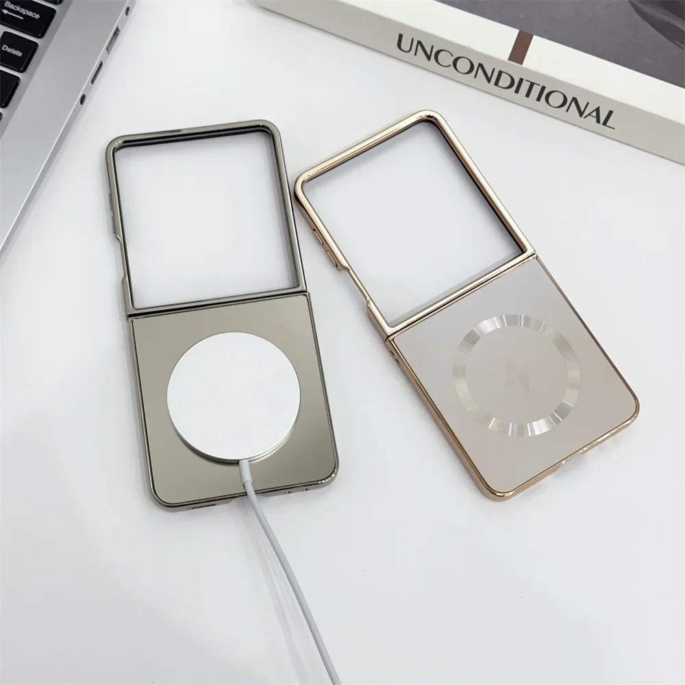 고품질 도금 자석 메탈릭 페인트 케이스 삼성 갤럭시 Z 플립 7 FE 6 5 4 3 무선 충전 슬림 충격 방지 커버