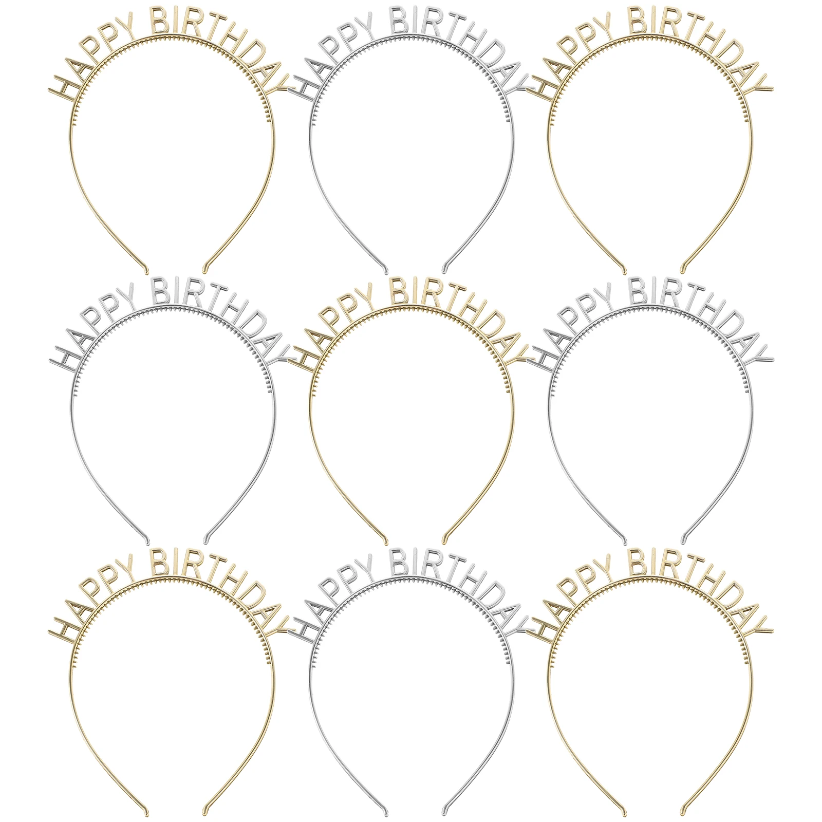 

10pcs Birthday Headband Hair Bands Golden Silver Adults Girls Party Accessories Festive Decorations Comfortable Easy to Wear