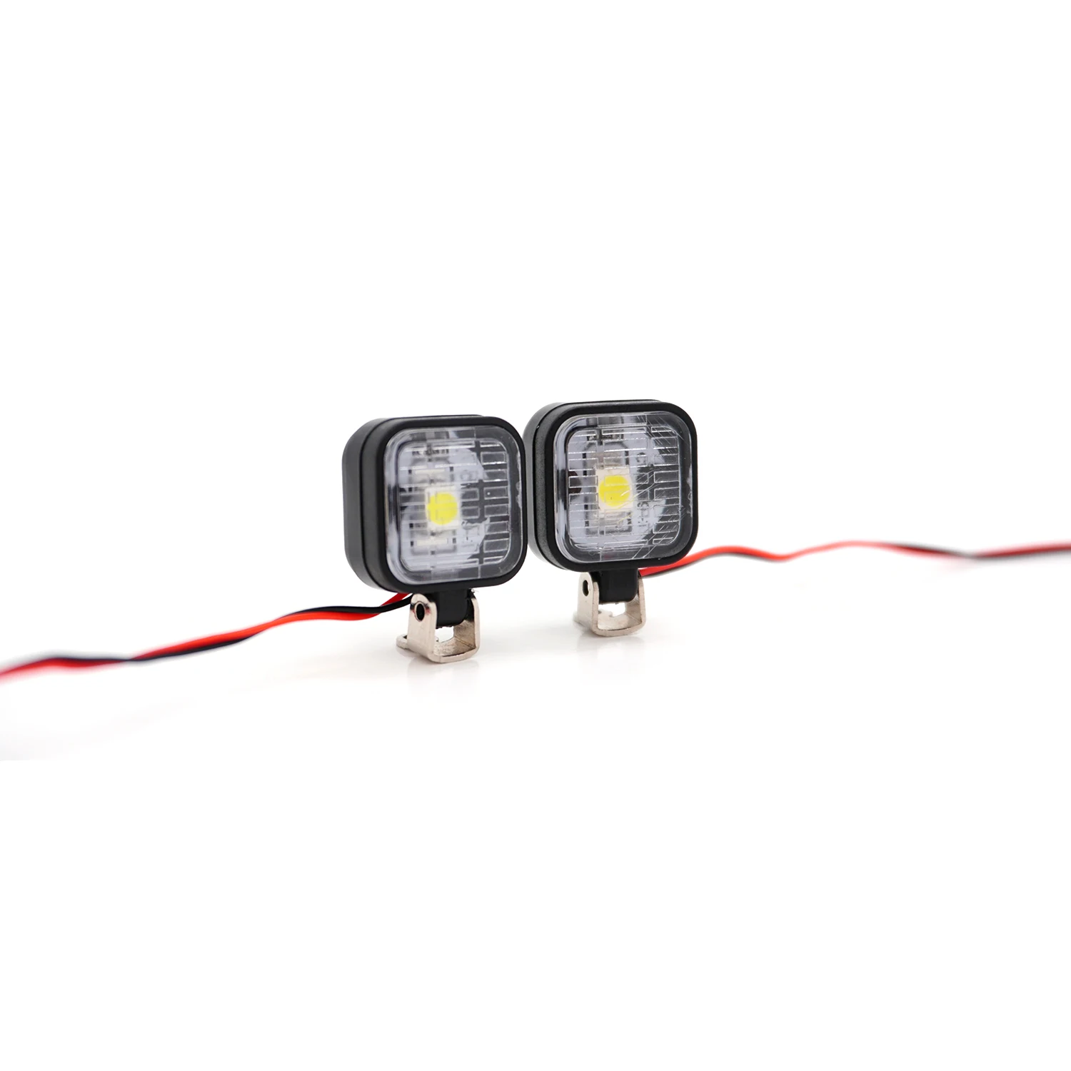 Luces LED de 15mm y 12mm, carcasa de luz de plástico con soporte de Metal ajustable, colores de luz blanca y amarilla para piezas de mejora de coche RC