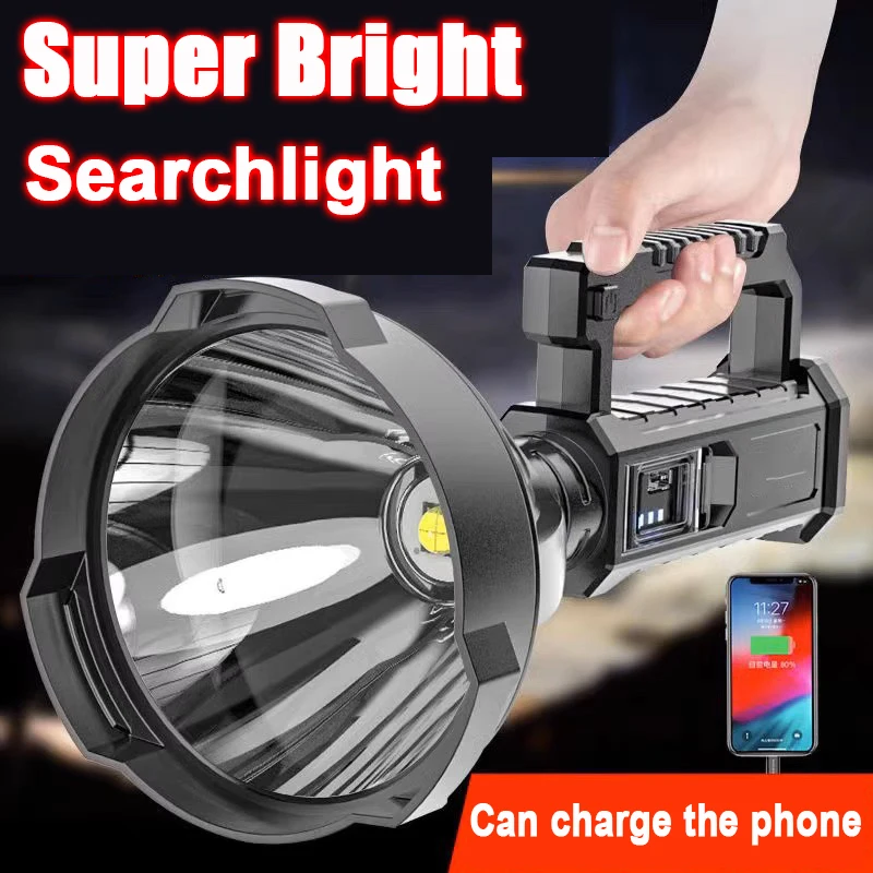 

100000LM Most Powerful Flashlight Ultra Bright Searchlight USB Rechargeabe Lamp Long Range Torch Strong Light LED Fishing Lights