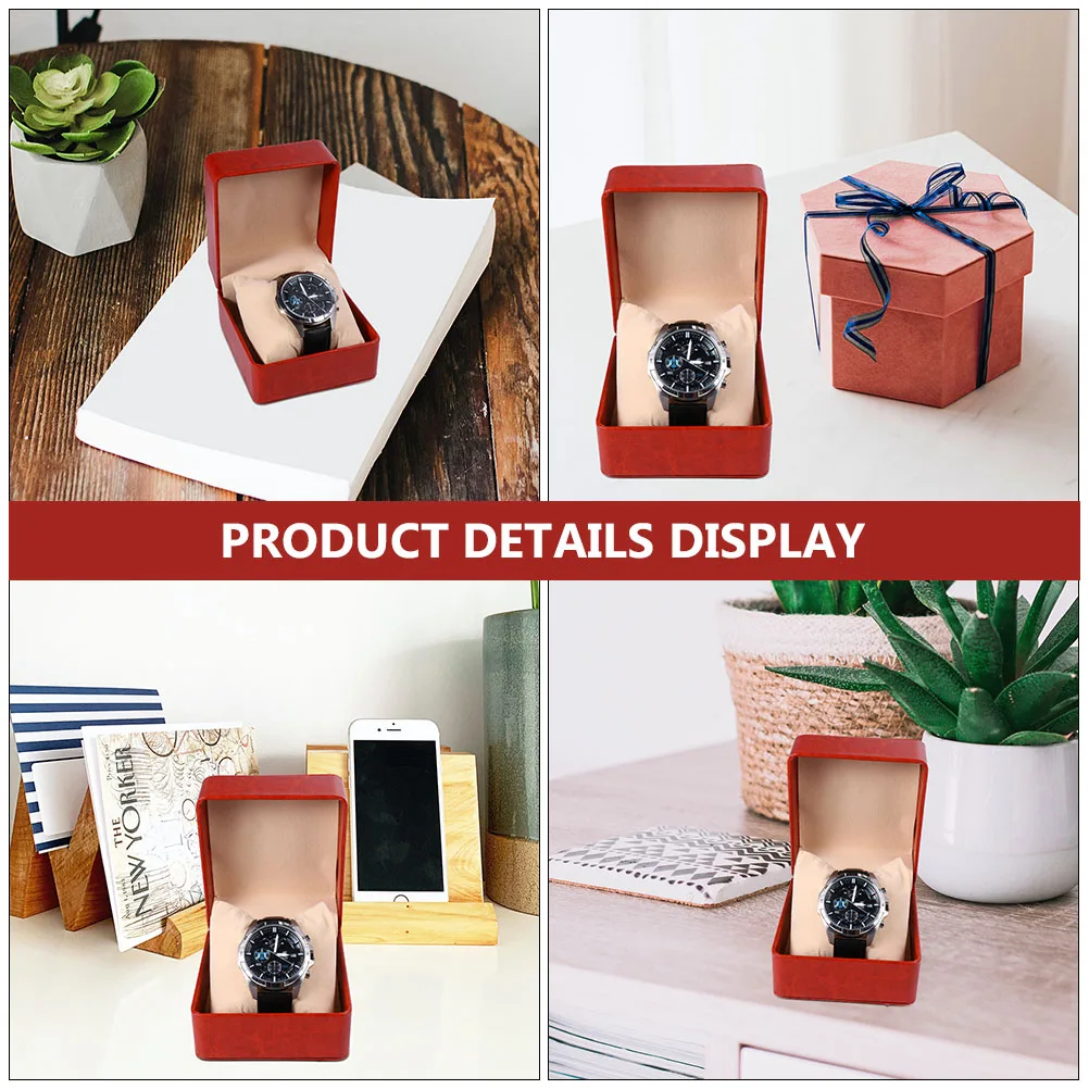

Watch Boxes for Men Display Case Single Cases Watches Brown Pu Wristwatch Travel
