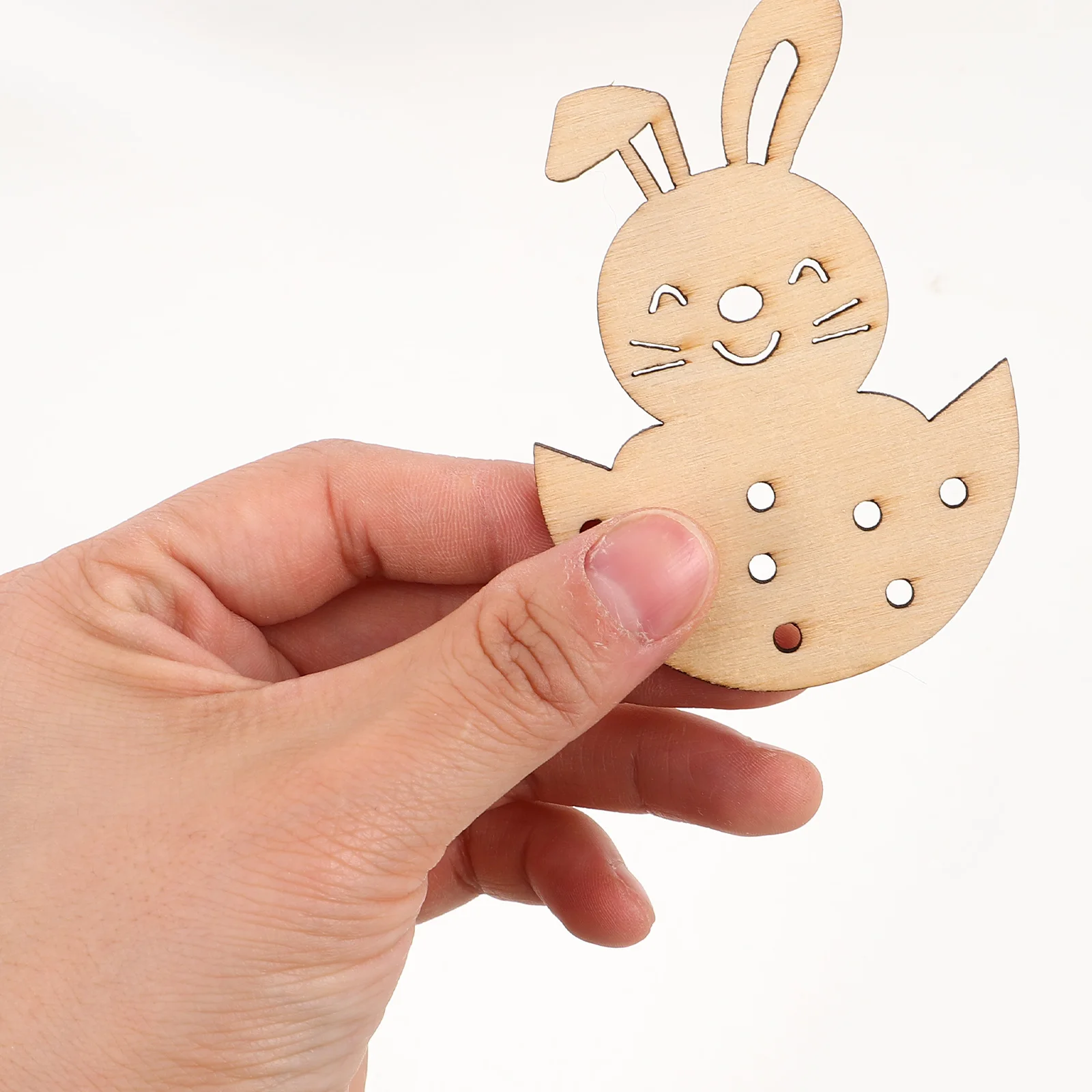 

10 Pcs Easter Bunny Decoration Unfinished Wooden Slices Smooth Surface Diy Painting Children Artistic Talents Versatile Use