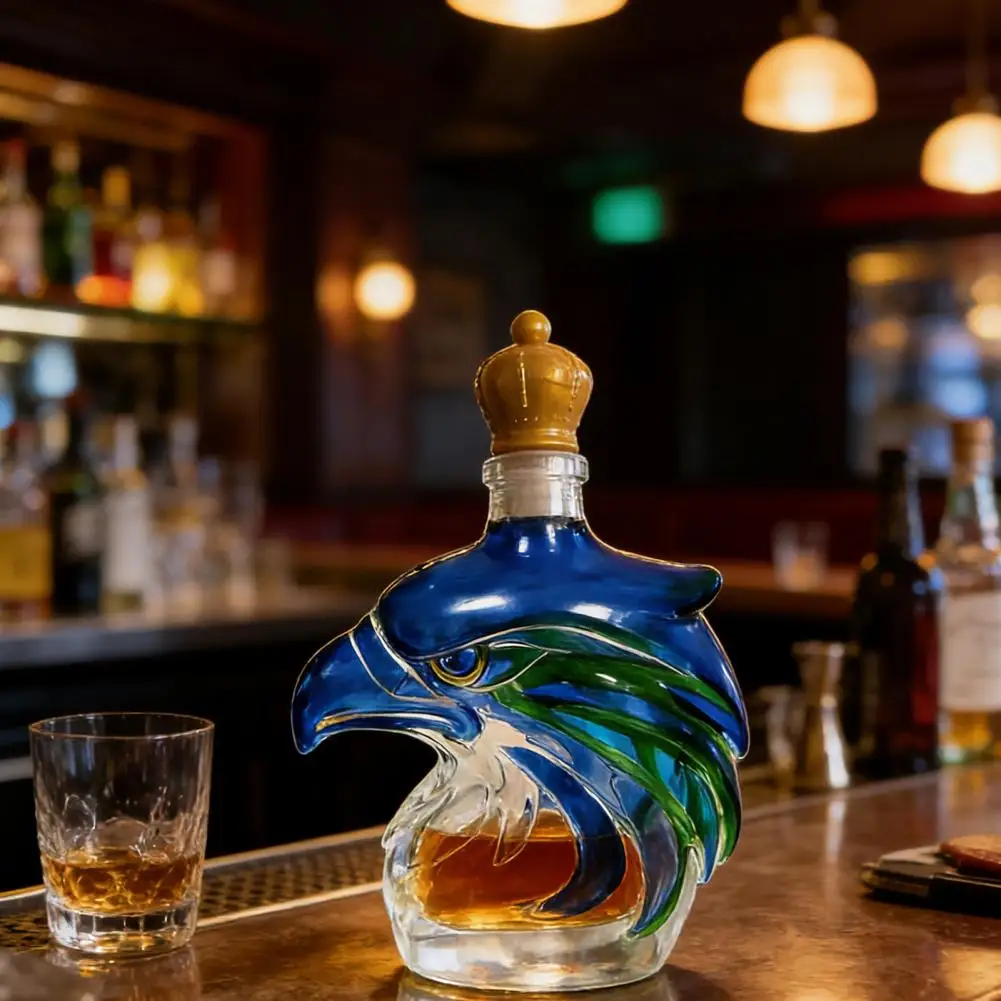 Botella de Whisky Seahawk, Botella de Whisky Novedosa con Cabeza de Águila 3D, Decantador Multifuncional para Vino, Regalos Especiales