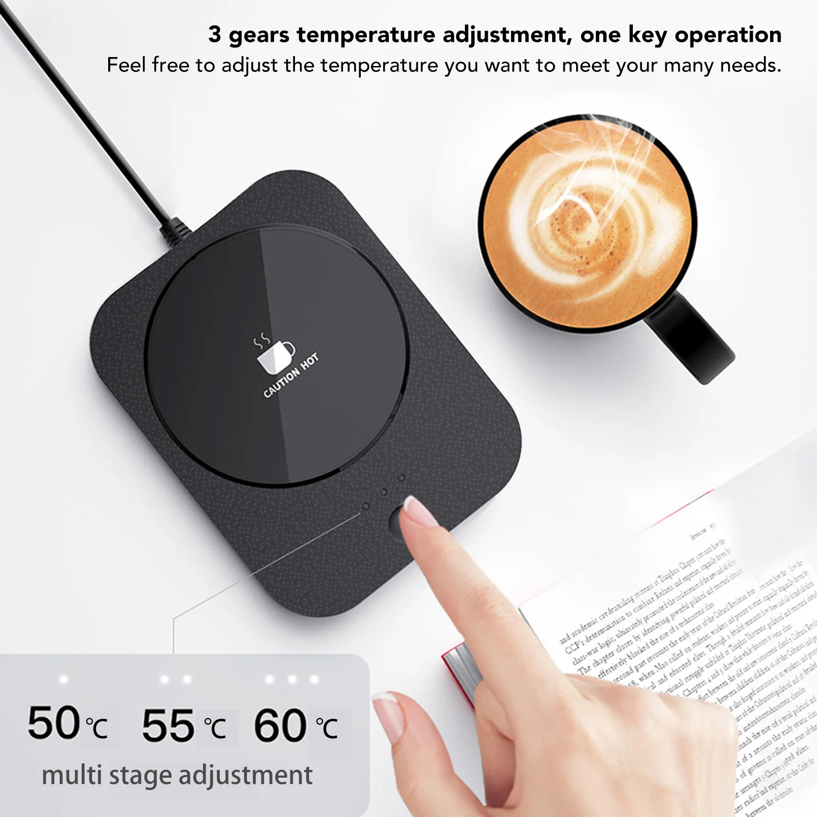 Smart Cup Heater Mug Warmer 3 Gear Setting Timing-off Keep Drinks Warm Coffee Mug Warmer Electric Heating Coaster