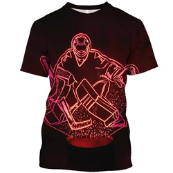 Camiseta con estampado de Hockey 3D para hombre, Top de manga corta, camisetas casuales deportivas de moda, ropa de calle de gran tamaño para exteriores, ropa para fanáticos