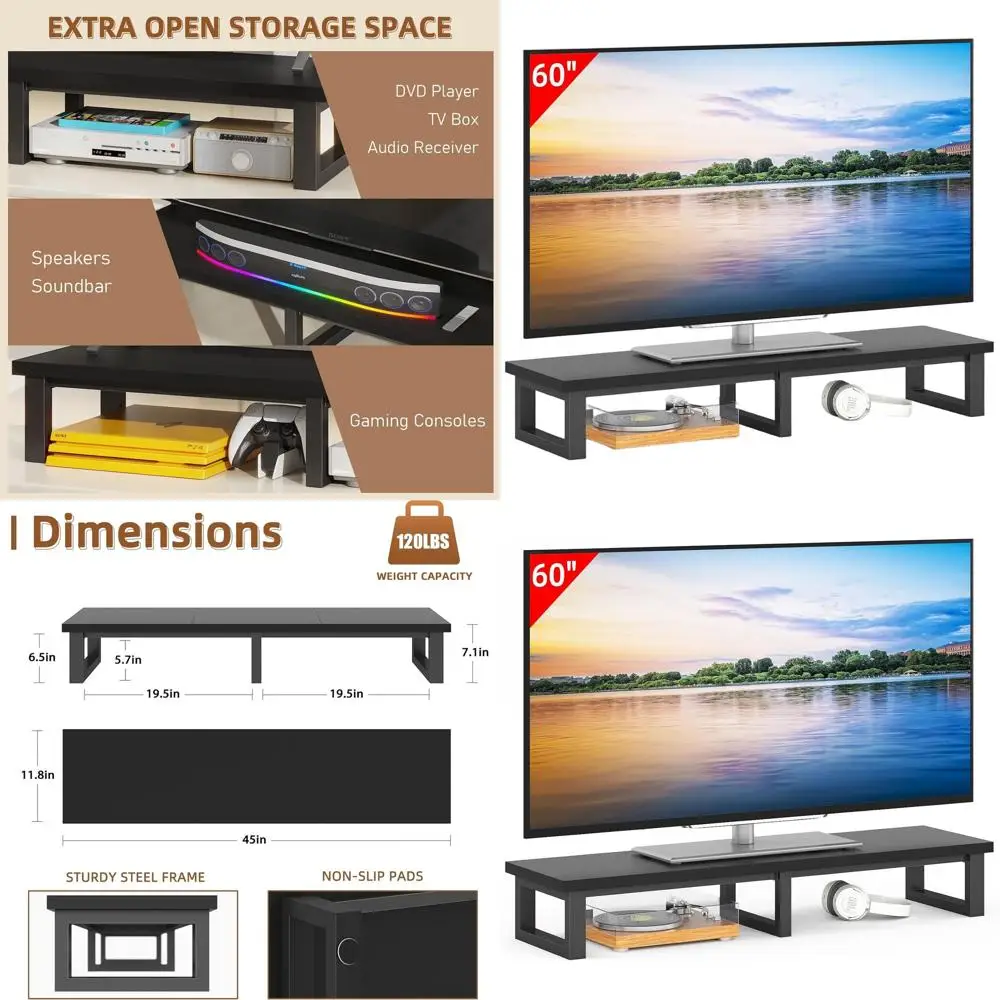

Elevate Your Viewing Experience: 45 TV Stand with Steel Legs for 32-60 Inch TVs, Ideal for Home and Office