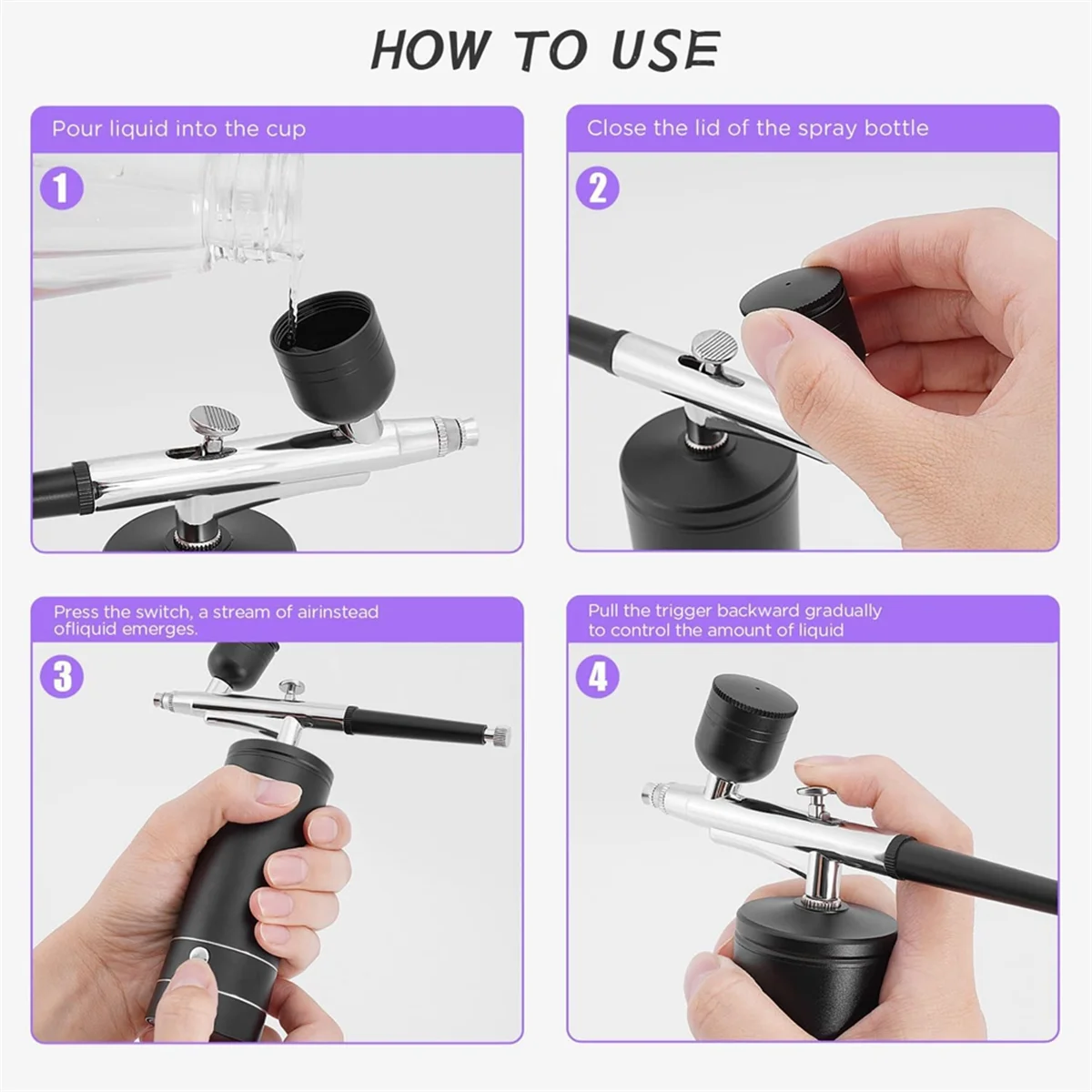 Airbrush Kit Draadloze Compressor Airbrush Set, Automatisch Verwerkt Model Schilderen, Nagels, Make-Up B