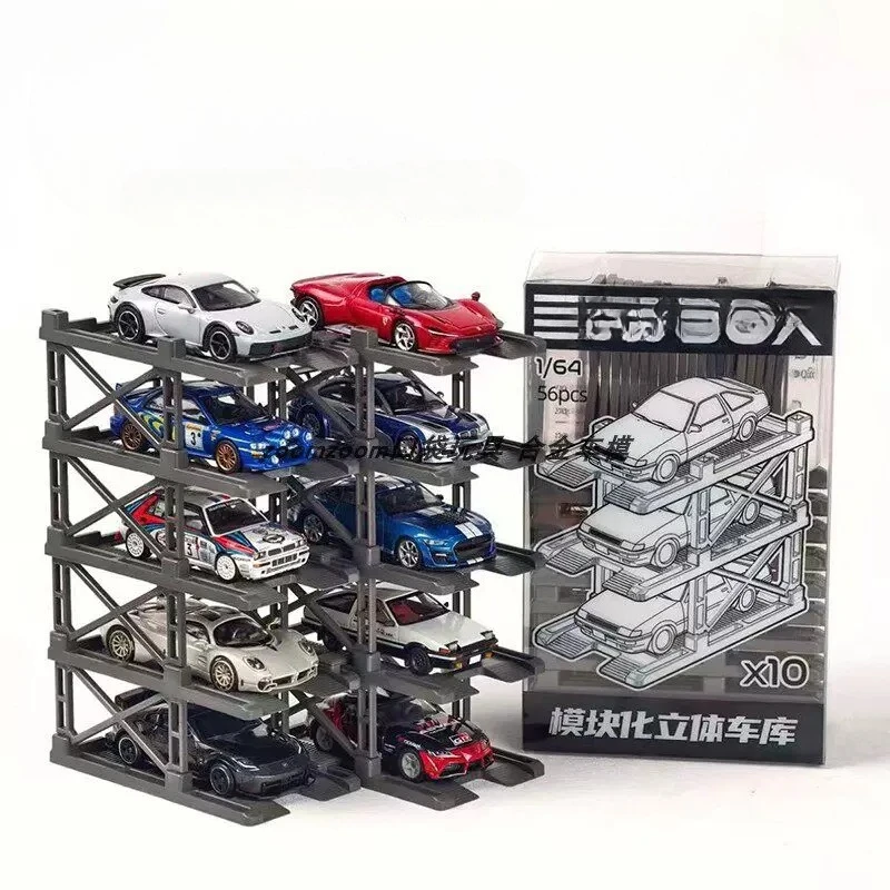 1/64 Scale Parking Garage Assembly Part ABS Storage Rack Freely Combinable for Model Diecast Car Collection/Desktop Display