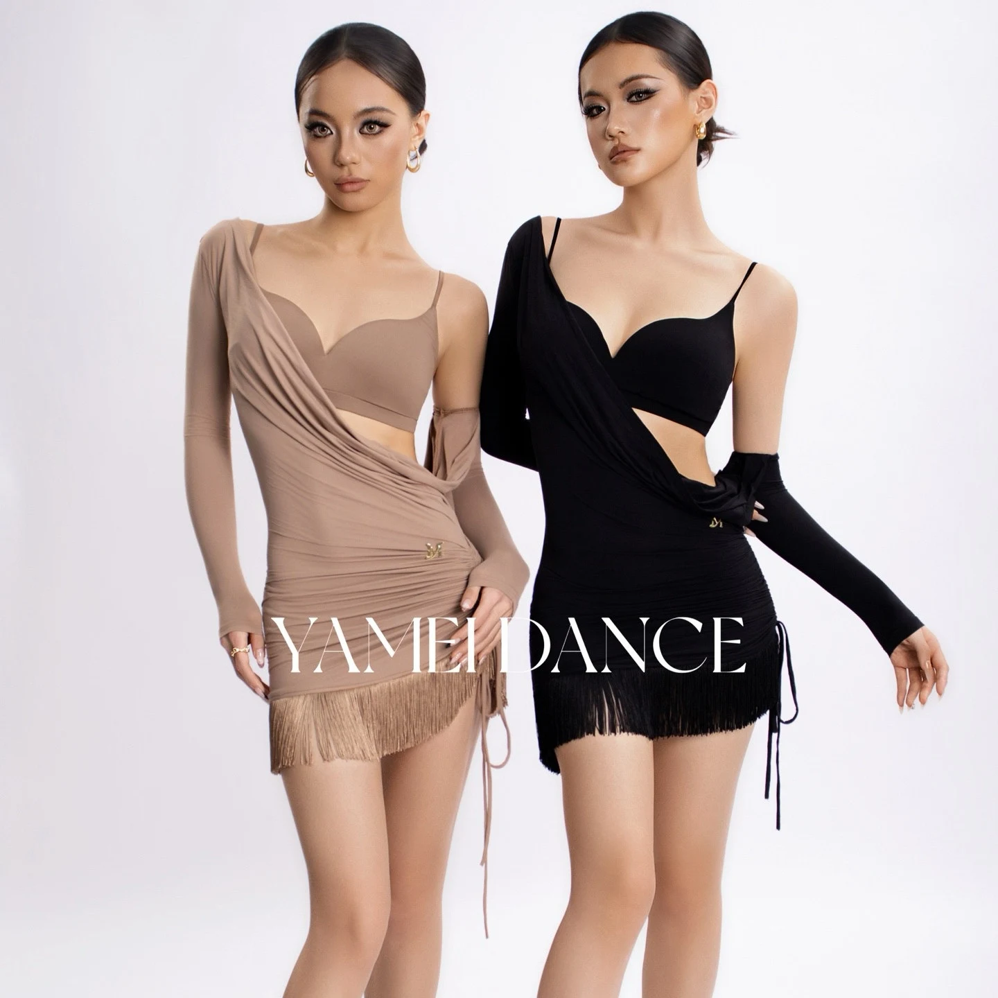 

New Sexy Latin Dance Dress Women Rumba Tango Dance Performance Clothes Adult Practice Dress Black Skin Bra Fringe Dress DNV26263