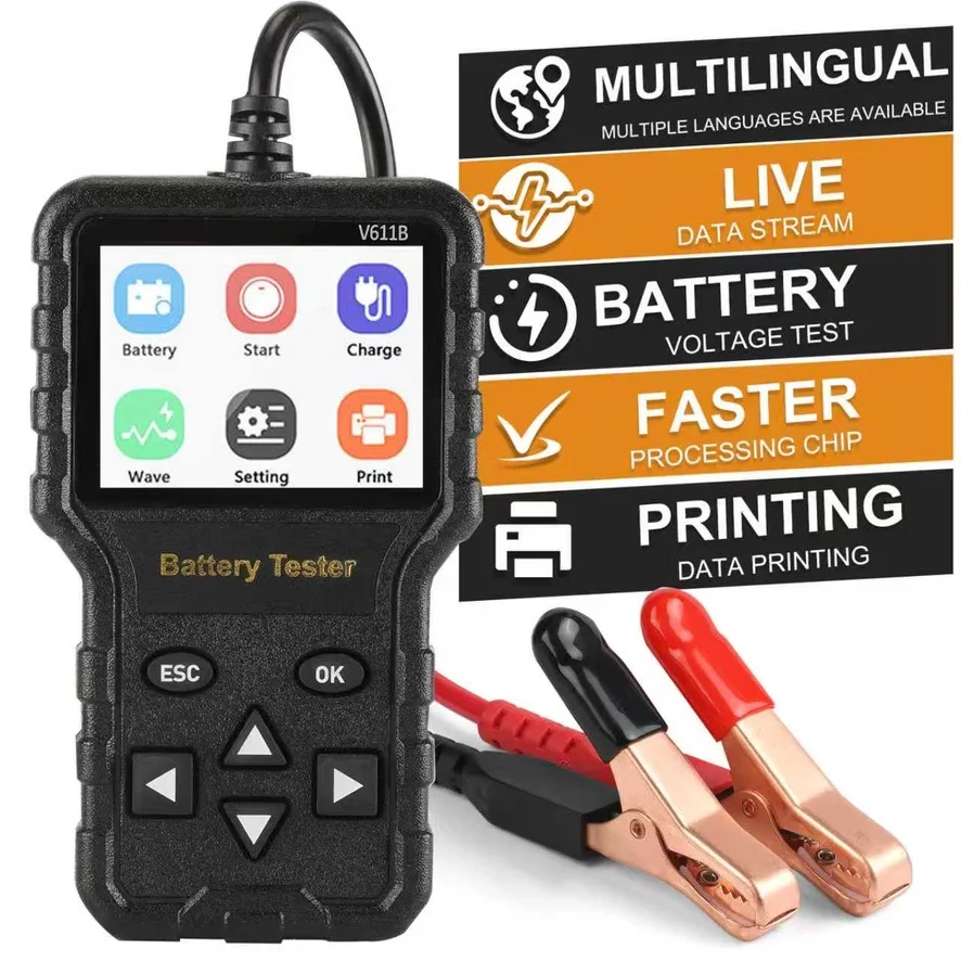 V611B 2026 Car Battery Health Checker Auto Electrician Tool for Assessing Vehicle Battery Condition