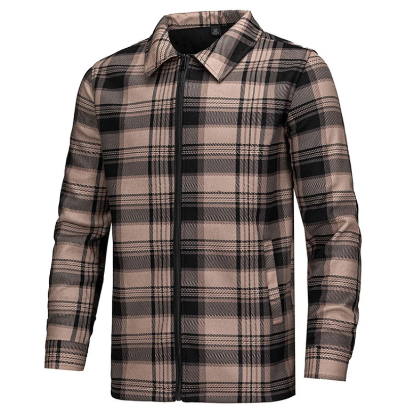 Winter Fleece Lined Zip-Up Plaid Shirt - Cross-Border EU/US Size S-2XL Fashion Casual Jacket