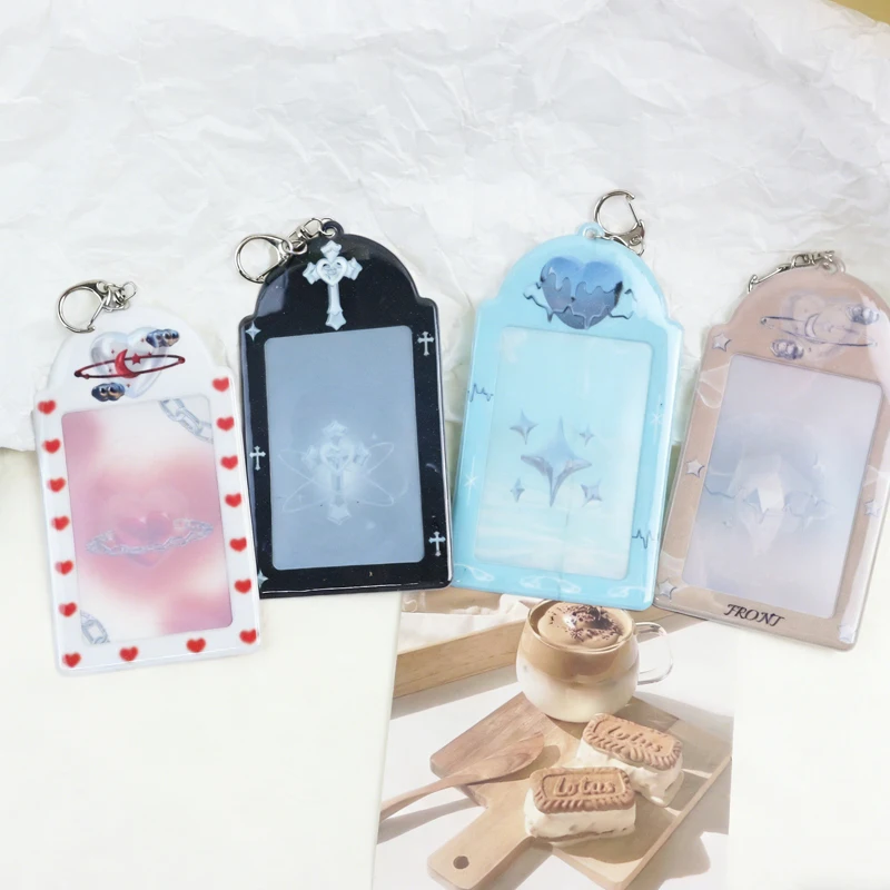 

Держатель для карт INS Sparkle Starry Sky, 3 дюйма, простой чехол для фотокарточек, защитный чехол для студенческого билета, брелок-подвеска, милые школьные принадлежности