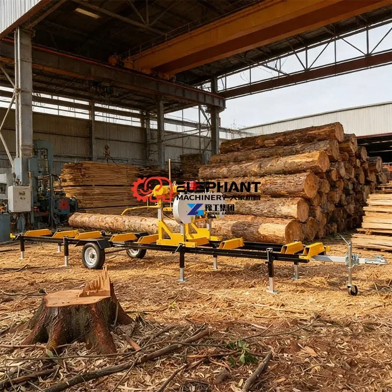 Forestry Diesel Engine Timber Processing Hydraulic Trailer Log Cutting Woodworking Equipment Industrial Portable Sawmill