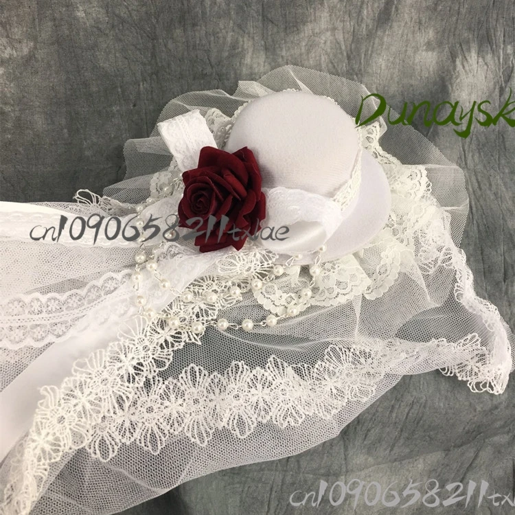 حجاب قبعة لوليتا الصغيرة - غطاء رأس عتيق لحفلات الشاي/الزفاف/السفر (الهالوين/عيد الميلاد/أوكتوبرفيست/عيد الفصح)