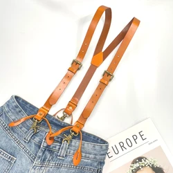 Tirantes de cuero de 2,4 cm para hombre, tirantes con botón/gancho, ajustables, accesorios