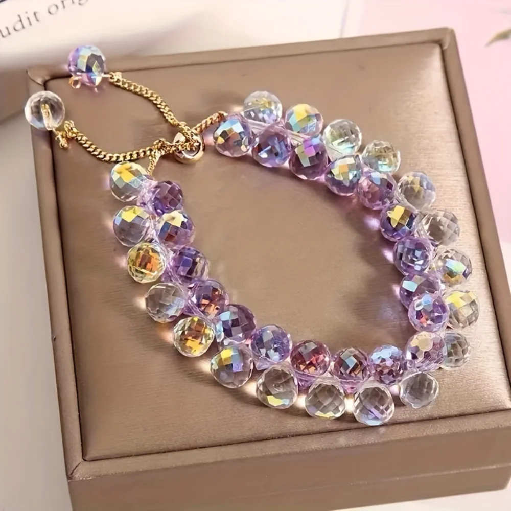 Stone Beads Bracelet Textured Crystal Bracelet Women Jewelry Bracelet Double Layer For Date School Jewelry Collection