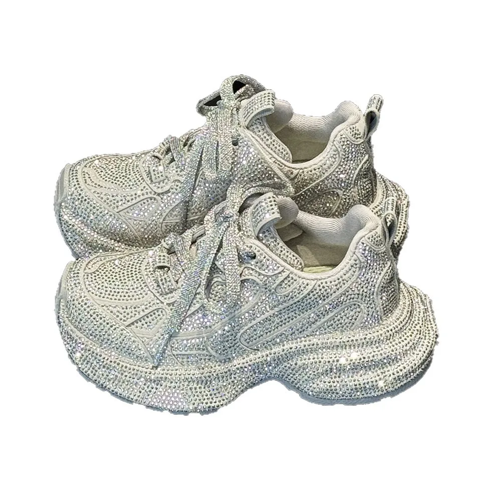 

2026 Toddler Kids Glitter Rhinestone Chunky Shiny Sequin Sneakers Boys Girls Children Mesh Sparkly Fashion Bling Wedding Shoes