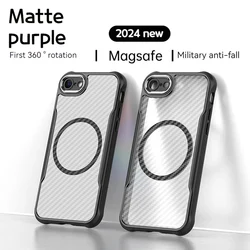 Suitable for iPhone 7 Carbon Fiber Apple 8 Magsafe Wireless Charging Case SE2 Translucent Armor iPhone SE3 Anti-drop Phone Case