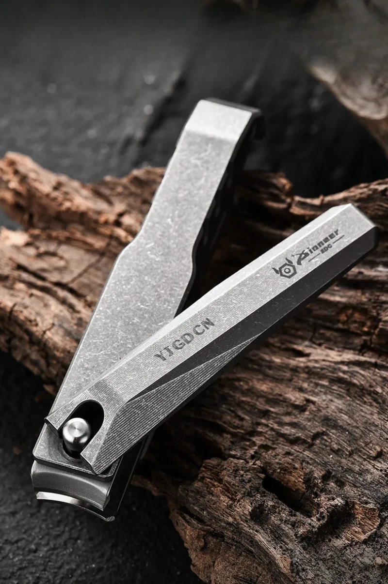 Titanium Alloy Nail Clipper, Portable Fingernail Cutter Multi‑Function EDC Tool With Bottle Opener Keychain for Outdoor Travel