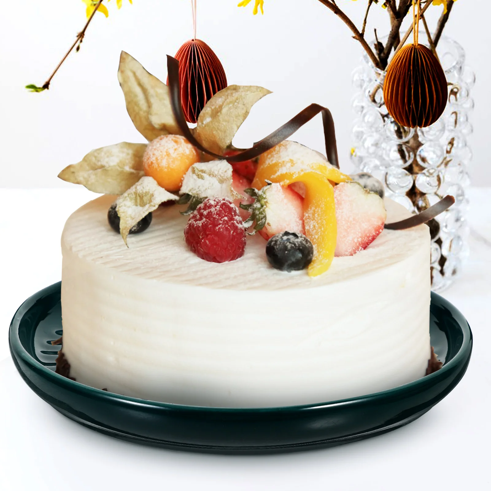 

Ceramic Snack Plate Cake Display Tray Heat Resistant Food Serving Tray for Desserts Nuts Candy Dried Fruit Party Kitchen Use